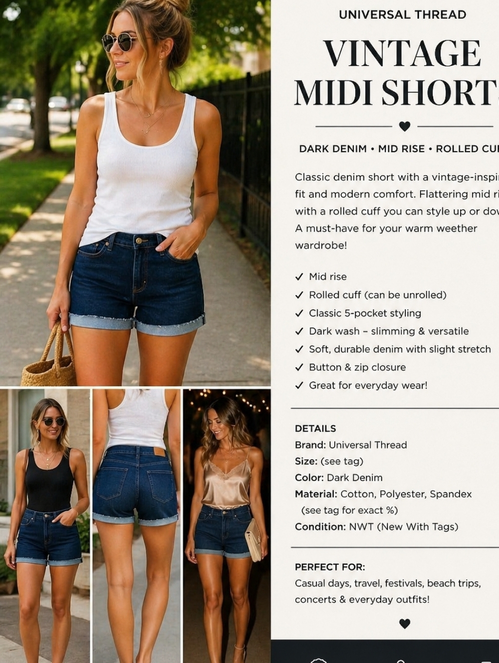 NEW ♠️UNIVERSAL THREAD VINTAGR MIDI SHORTS